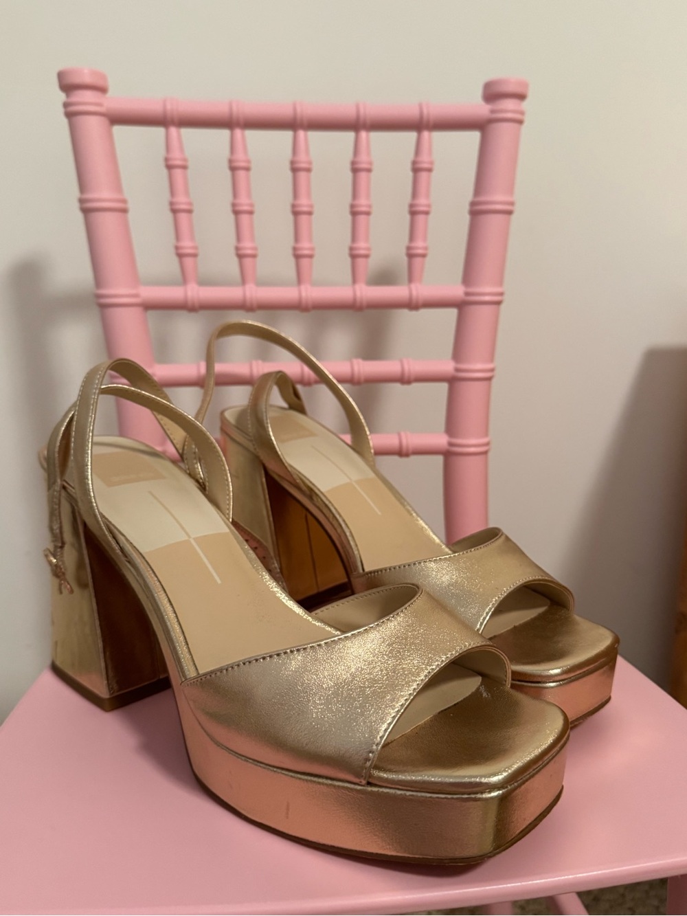 Dolce Vita Metallic Gold Platform Slingback Heels